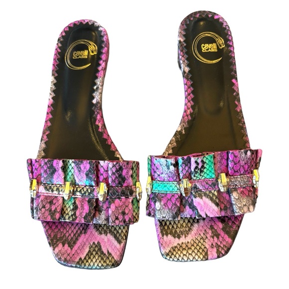Cavalli Class Purple Slide Sandals Size 37 - Picture 1 of 6